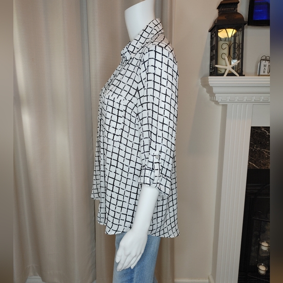 IZ Byer Roll-Tab Shirt, White Black L - Picture 6 of 9